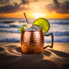 Wall Mural - Moscow Mule, cocktail, sky, ocean,vacation