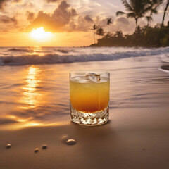 Wall Mural - penicillin cocktail, vacation, summer, dawn, ocean, sunset