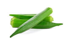 Young Okra Isolated On The White Background