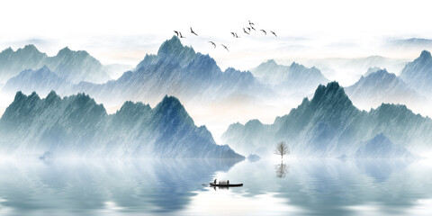 Wall Mural - misty mountain landscape