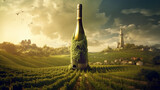 Fototapeta Natura - giant wine bottle in a vineyard