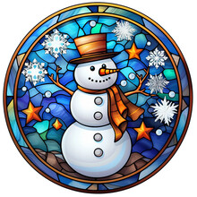 クリスマス雪だるまステンドグラス 無料画像 - Public Domain Pictures