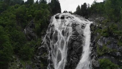 Wall Mural - aerial view of the Nardis waterfalls in the Val di Genova in Trentino