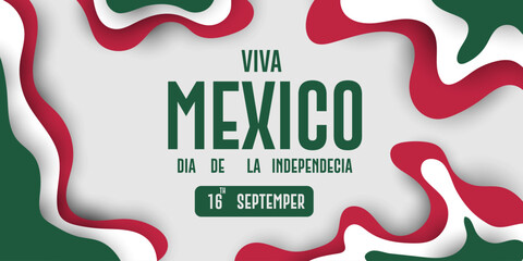 Wall Mural - Mexico independence day 16th September celebration. Horizontal poster design vector illustration.