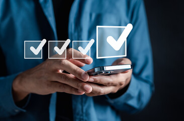 Aufkleber - Checklist data analyst target marketing planning assignment with quality management, Quality Assurance and improvement. Standardization, certification. Compliance to regulations service and standards.