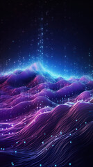 Poster - Futuristic big data visualization waves. Pink, purple, blue colors. 