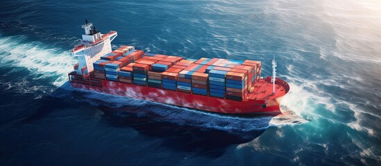 Sticker - A container ship is transporting containers for import and export, serving the business logistics