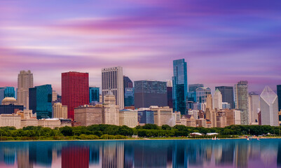 Wall Mural - view  of waterfront downtown Chicago, 