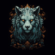 wolf head mascot. decorated with ornate ornaments, in the style of aggressive digital illustration
