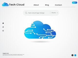 Wall Mural - Tech cloud. Technology logo. cloud logo design. Business. Finance. Cloud tech. Technology. Premium logo template. Network. Internet. Company. Office