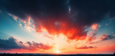 Wall Mural - background of colorful sky concept: dramatic sunset with twilight color sky and clouds, generative a