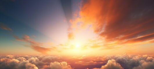 Wall Mural - celestial world concept:sunset sunrise with clouds, generative ai