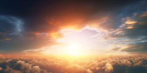 Wall Mural - celestial world concept:sunset sunrise with clouds, generative ai