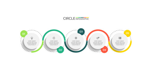 Canvas Print - Circular infographic business template with elements