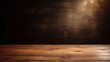 © mohd - Brown table with smoky spotlight. empty wooden table. Product representation table. Created with generative AI.