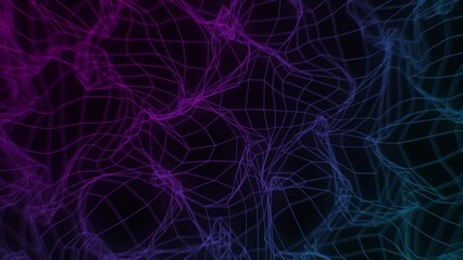 Amorphous retro Futuristic 80's Background 4K. Synthwave wireframe net loop. Abstract digital surface. 80s, 90s Retro futurism, Retro wave cyber grid. Retro Sci-Fi  Futuristic landscape of the 80s.