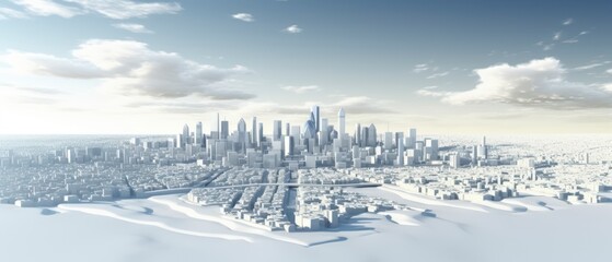 3d illustration of any city with white material