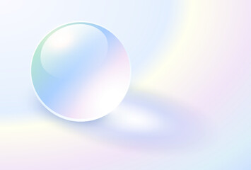 Aufkleber - Background with glass transparent sphere, iridescence pearl shimmering with colors.