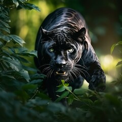 black panther animal big cat in jungle cinematic hd