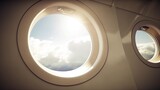 Fototapeta Perspektywa 3d - Luxury Modern Business Jet Interior. State-of-the-Art Aircraft Cabin. Extravagant Comfort and Style. Private Jet Travel with Opulence. Bathed in Sunlight and Panoramic Views. Generative Ai