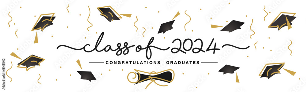 Vector de Stock 2024. Class of 2024 handwritten typography lettering ...