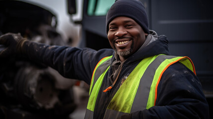 Wall Mural - Portrait of an employee of a waste management company.