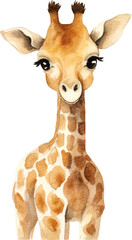 Aufkleber - Giraffe watercolour portrait created with Generative AI technology