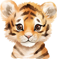 Poster - Tiger watercolour portrait created with Generative AI technology