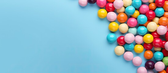 Sticker - Colorful candy balls are displayed on a blue paper background in the format of a horizontal