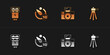 © Kostiantyn - Set Photo camera flash, Camera timer, with and Tripod icon. Vector