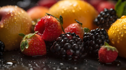 Wall Mural - strawberries and blueberries