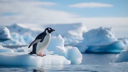 Wall Mural - A Penguin standing on a Ice Floe in the Arctic Ocean