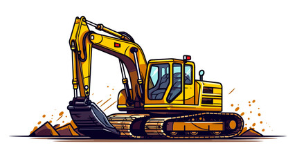 Poster - Construction excavator drawing on white background vector