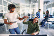 © Valerii Apetroaiei - Successful hipster team in coworking. Freelancers.