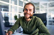 © Valerii Apetroaiei - A man working as a call center operator in an office