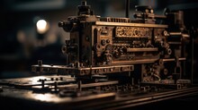 Retro Metal Machinery: Vintage Industry Equipment And Abstract Details Of Antique Technology, Generative AI