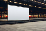 Fototapeta Mapy - square mock up of blank showcase billboard or advertising light box for your text message or media content at train station in the city, commercial, marketing and advertising concept, Generative AI