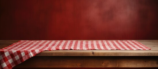 Leinwandbilder - A white, old, vintage wooden table is adorned with a red checkered tablecloth.