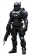 © David - space soldier, futuristic game character hero in armor holds assault rifle weapon, military, isolated without background, png