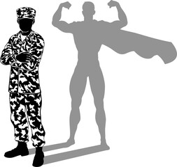 Poster - Super Hero Soldier Silhouette Superhero Shadow