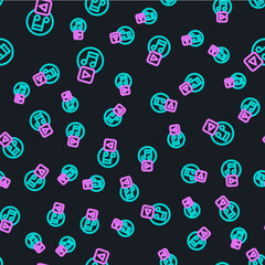 Poster - Line Play in square icon isolated seamless pattern on black background. Vector