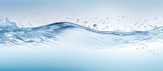 Poster - clear and transparent surface of water with a texture, along with ripples, splashes, and bubbles.