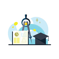 Wall Mural - Back to school. Math flat design concept. Vector illustration