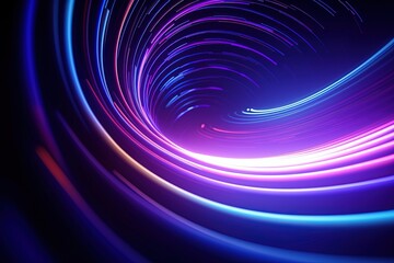 Wall Mural - abstract futuristic background with pink blue glowing neon moving high speed wave lines and bokeh li