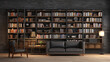 © Alexandre - biblioteca de livros com prateleiras de madeira