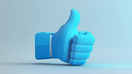 Poster - A blue thumb-shaped object on a gray background. Generative ai
