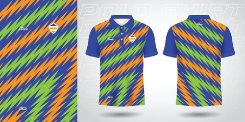 blue green orange polo sport shirt sublimation jersey template