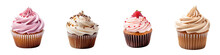 Assortment Of  Cupcakes Collection Set Isolated On Transparent  Background