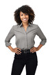 © OpticalDesign - Black businesswoman png, looking at camera on transparent background, isolated, elegant, african american woman