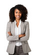 © OpticalDesign - Black businesswoman png, looking at camera on transparent background, isolated, elegant, african american woman